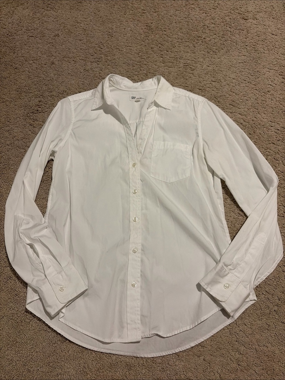 Womens Gap Perfect Shirt Top 80s Poplin 100% Cotton White Button Down Medium